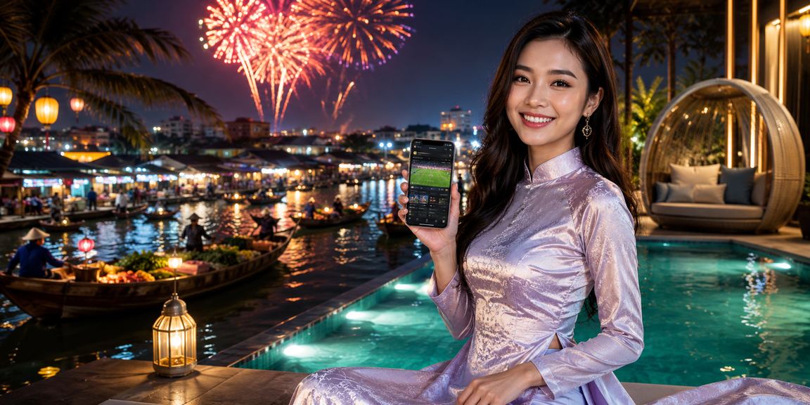 Người phụ nữ mặc áo dài dùng điện thoại chơi casino tại Cần Thơ
